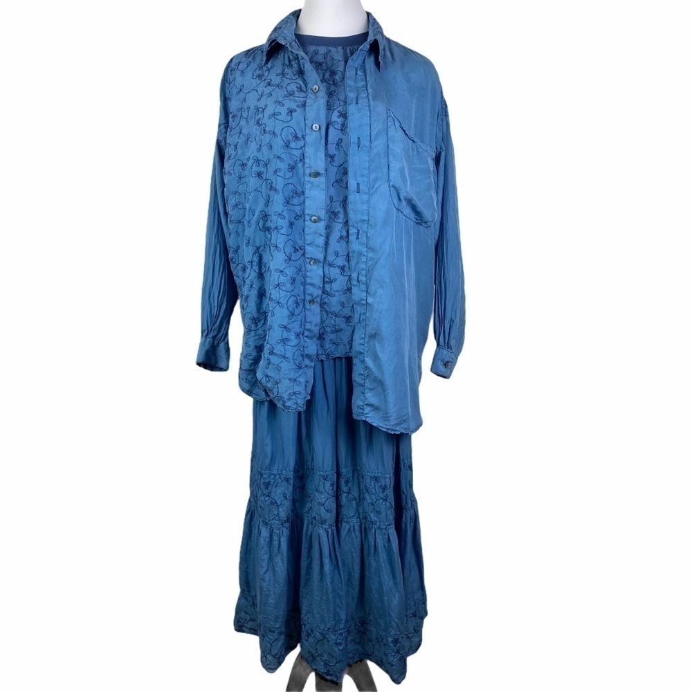 Compagnie BX Vintage 3-Piece Boho Maxi Skirt‎ Set Women's Large/Medium Blue